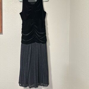 Maison Tara Dress Black Velvet Bodice and a Sparkling Silver Skirt. Size 10.